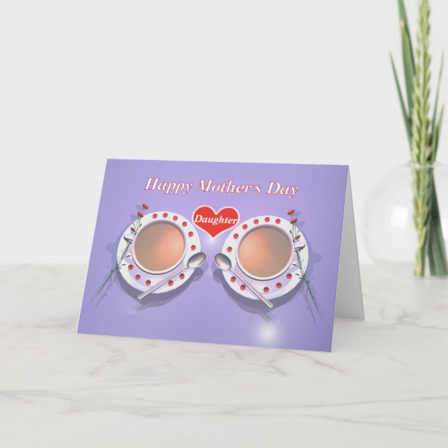 Tarjeta de Té del Día de la Madre para Hija (Anverso)