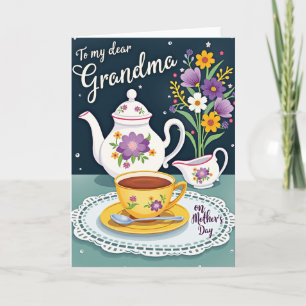 Tarjeta de té del día de las madres floral