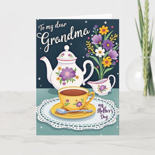 Tarjeta de té del día de las madres floral (Anverso)