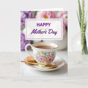 Tarjeta de té del día feliz de las madres