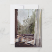 tarjeta de té en un día lluvioso