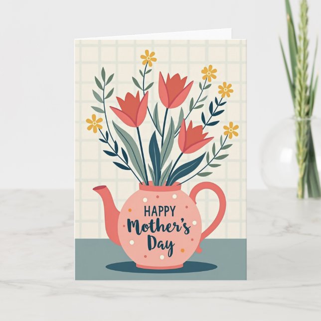 Tarjeta de té floral de lunares (Anverso)