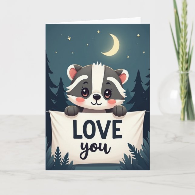 Tarjeta de tejon lindo te amo (Anverso)