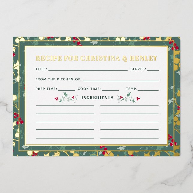 Tarjeta de temporada de berries rojas verdes (Anverso)