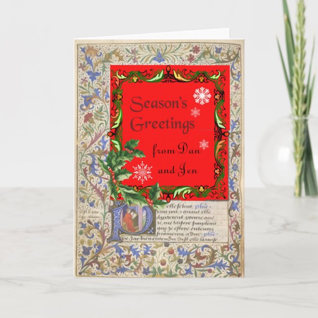 Tarjeta de temporada de invierno manuscrita mediev (Anverso)