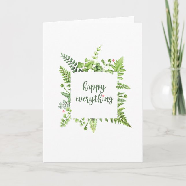 Tarjeta de temporada feliz con hojas verdes (Anverso)