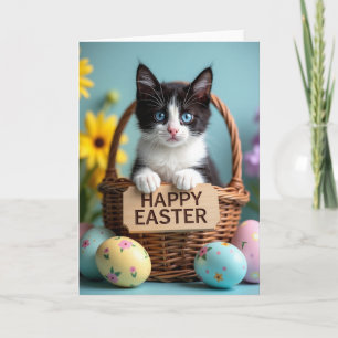 Tarjeta de temporada navideña de gatito lindo