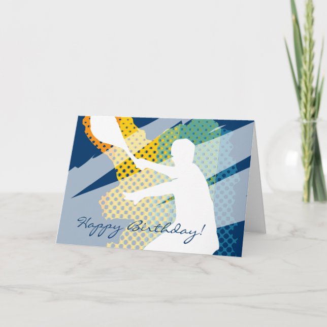 Tarjeta de tenis de cumpleaños feliz para hombres  (Anverso)