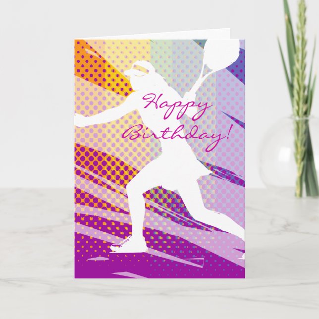 Tarjeta de tenis de cumpleaños feliz para mujeres  (Anverso)