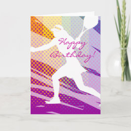 Tarjeta de tenis de cumpleaños feliz para mujeres