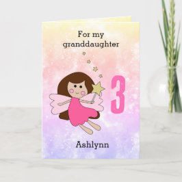 Tarjeta de tercer cumpleaños de hadas mágicas rosa