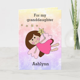 Tarjeta de tercer cumpleaños de hadas mágicas rosa