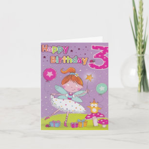 Tarjeta de Tercer Cumpleaños para Niñas - Deseos d