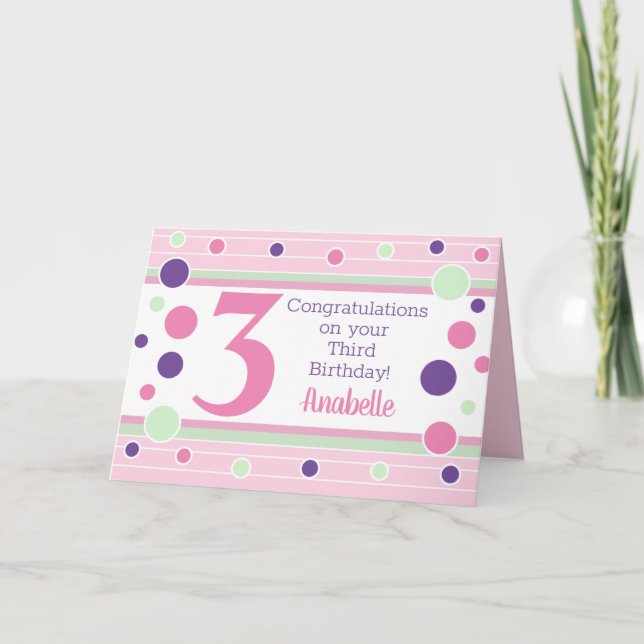 Tarjeta de tercer cumpleaños personalizada! (Anverso)
