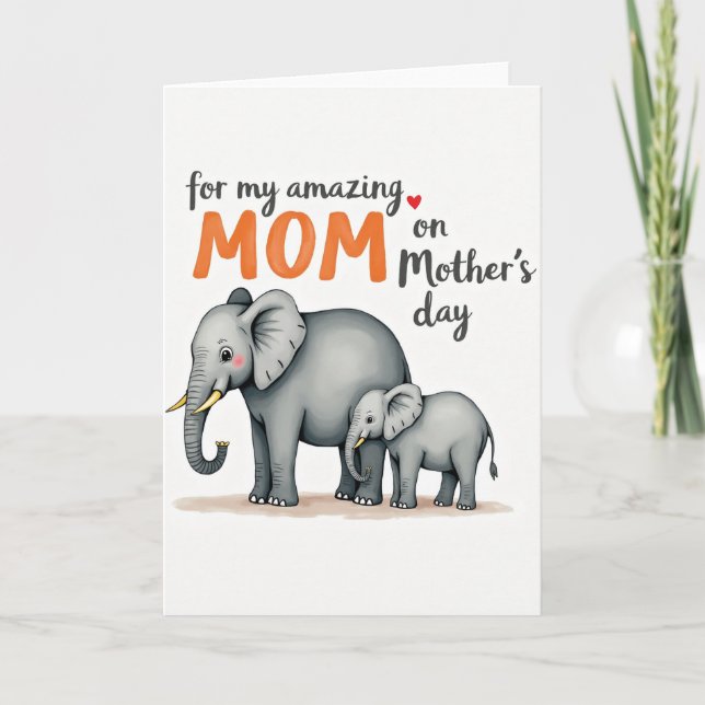 Tarjeta de ternura de elefante gris (Anverso)