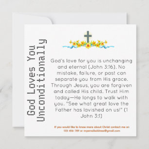 Tarjeta de Testigo de Dios Te Ama Incondicionalmen