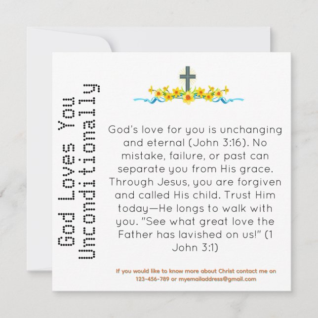 Tarjeta de Testigo de Dios Te Ama Incondicionalmen (Anverso)
