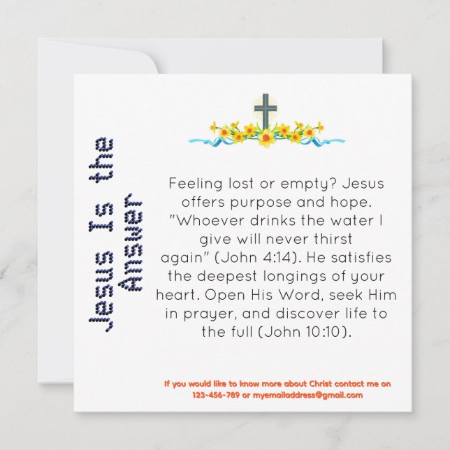 Tarjeta de Testigo: Jesús es la Respuesta (Anverso)