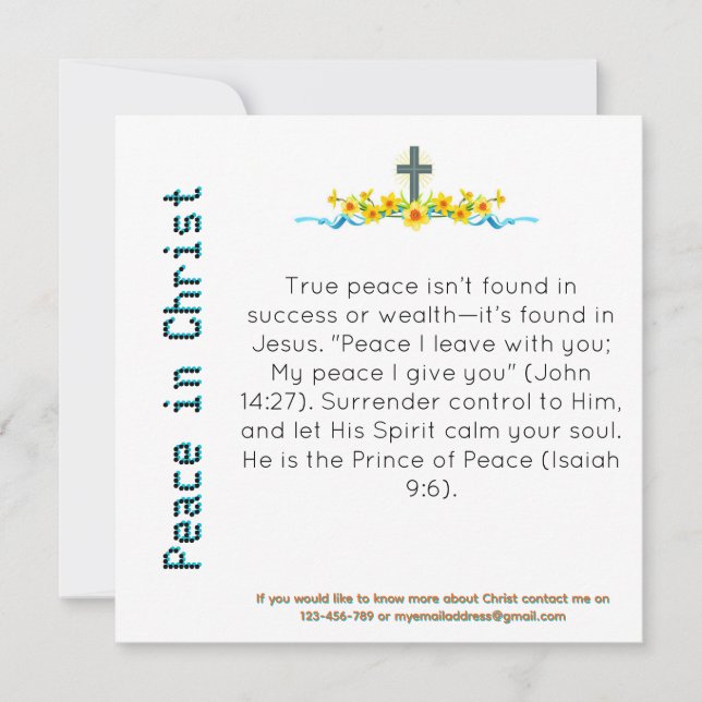 Tarjeta de Testimonio de Paz en Cristo (Anverso)