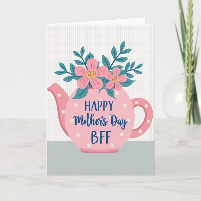 Tarjeta de Tetera del Día de la Madre Feliz (Anverso)