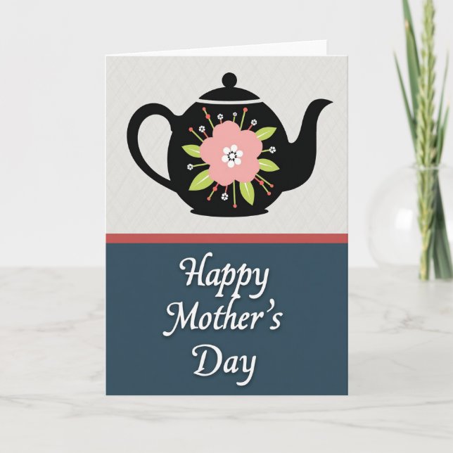 Tarjeta de Tetera para el Día de las Madres con Es (Anverso)