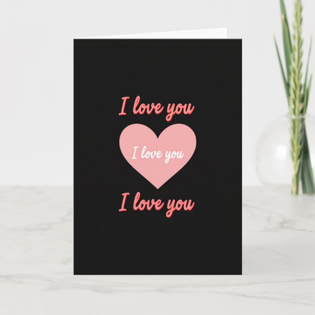 Tarjeta de texto 3D Corazón Rosa Te Amo (Anverso)