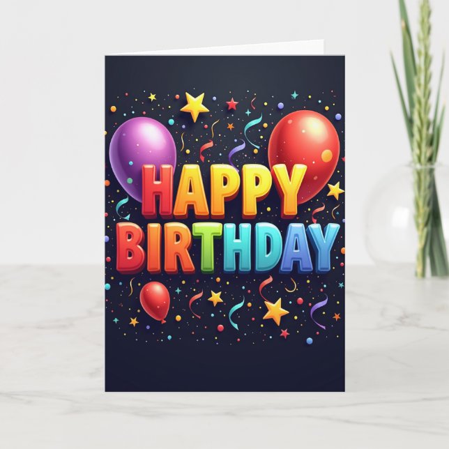 Tarjeta de texto 3D jubilosa (Anverso)