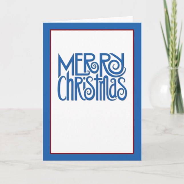 Tarjeta de texto azul de Feliz Navidad (Anverso)