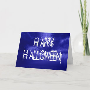 Tarjeta de texto Blue Happy Halloween de la noche