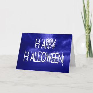 Tarjeta de texto Blue Happy Halloween de la noche