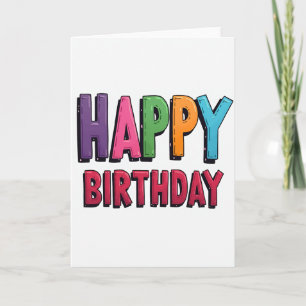 Tarjeta de texto de cumpleaños colorida