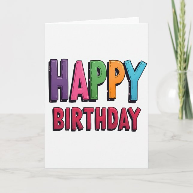 Tarjeta de texto de cumpleaños colorida (Anverso)