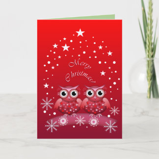 Tarjeta de texto de navidad de búhos con leche cru