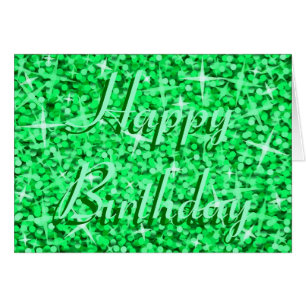 Tarjeta de texto Glitz Green 'Happy Birday'