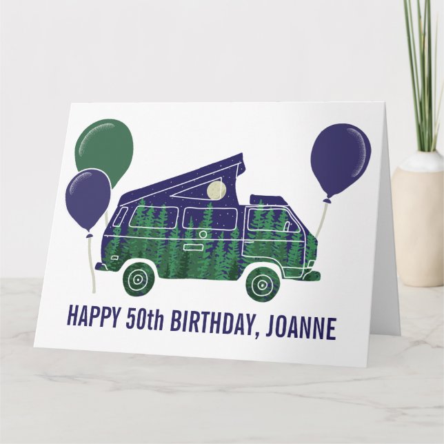 Tarjeta de texto personalizado de autocaravana con (Anverso)