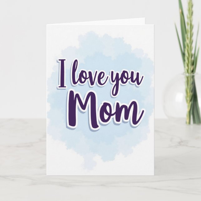 Tarjeta de texto púrpura 'Te quiero mamá' (Anverso)