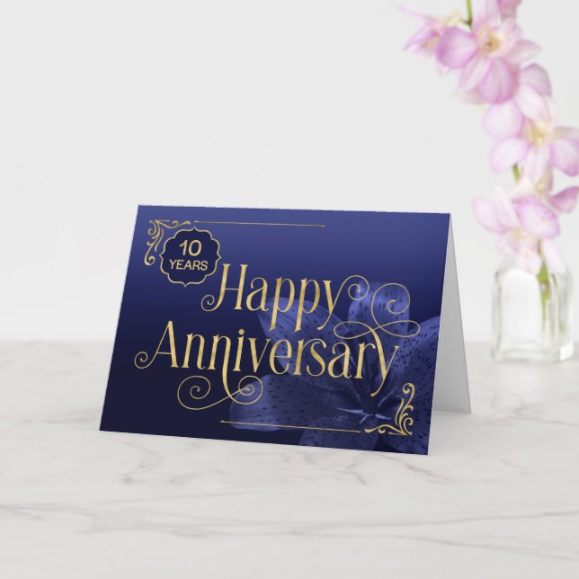 Tarjeta de texto rápida del 10 aniversario de los  (Orquídea)