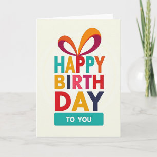 Tarjeta de texto vibrante de cumpleaños alegre