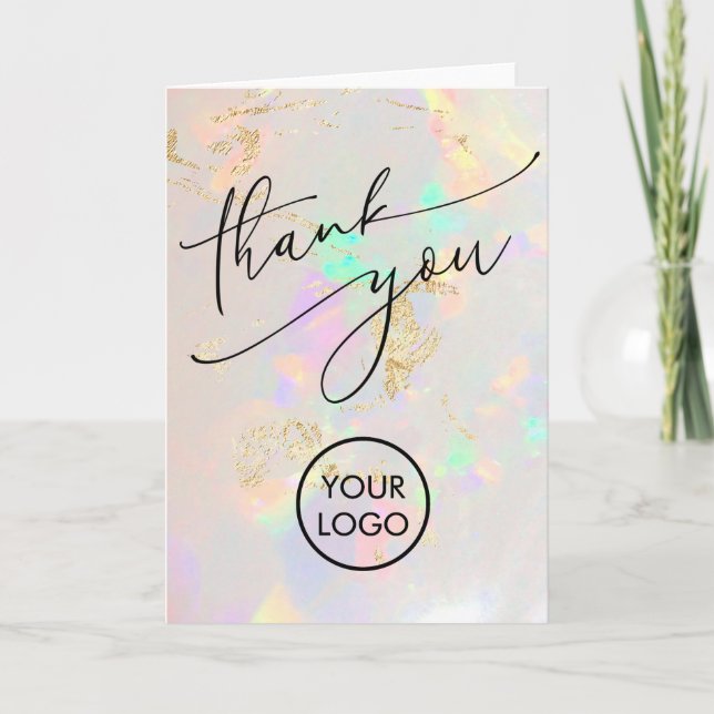 tarjeta de textura de ópalo blanco gracias (Anverso)