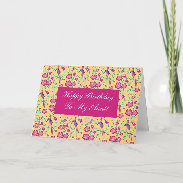 Tarjeta de tía de cumpleaños feliz Sakura Floral B (Anverso)