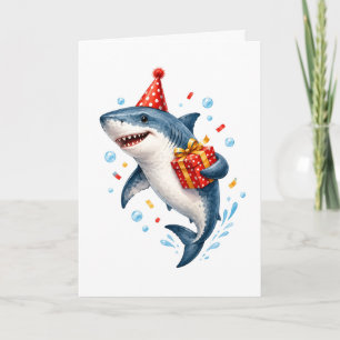 Tarjeta de tiburón linda   Tarjeta de cumpleaños d