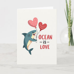 Tarjeta de tiburón Ocean Is Love