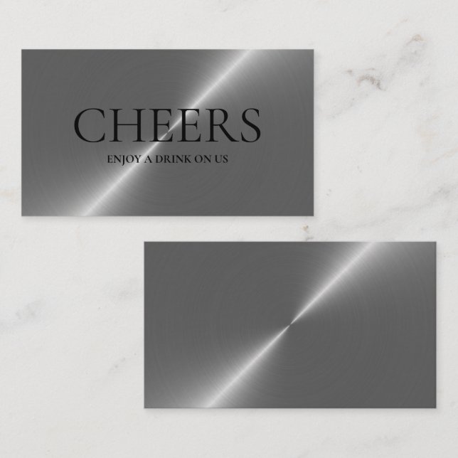 Tarjeta de Ticket de Bebidas Gratis Efecto Metal P (Anverso / Reverso)