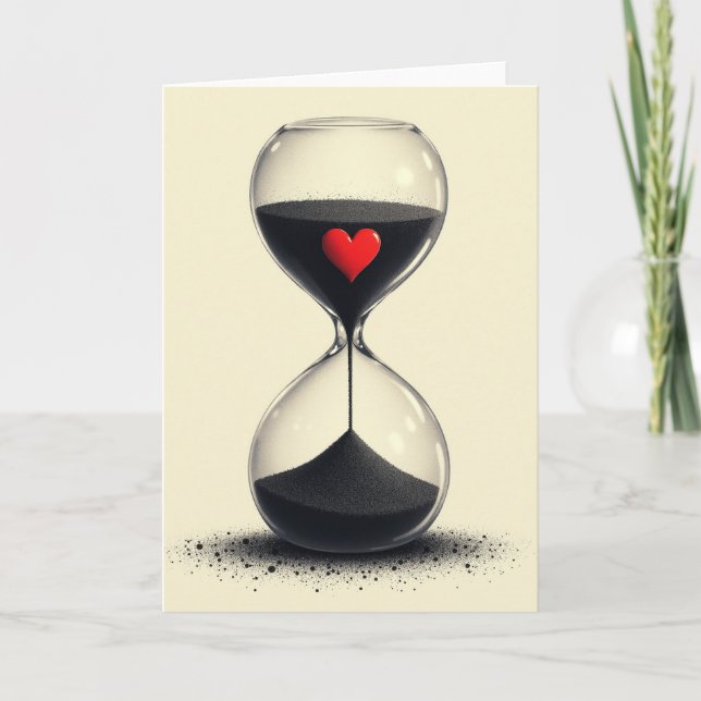 Tarjeta de tiempo de corazón simple (Anverso)