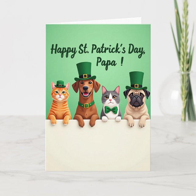 Tarjeta de tiempo de fiesta de mascotas a rayas (Anverso)