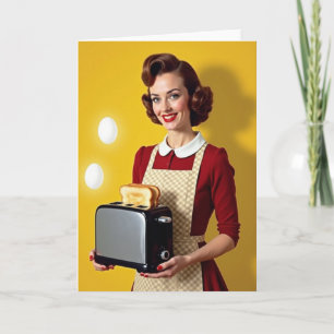 Tarjeta de tiempo de tostado de cocina retro