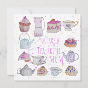 Tarjeta de tiempo del té del día de la madre
