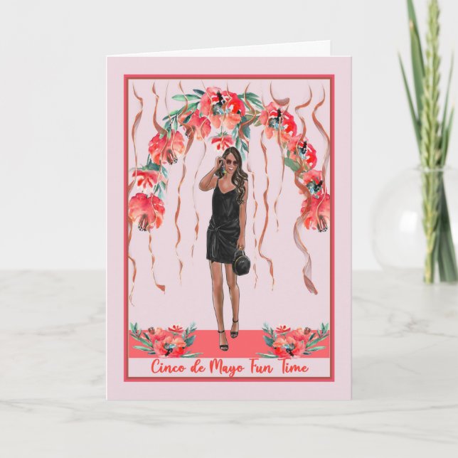 Tarjeta de tiempo fiesta para Cinco de Mayo con mu (Anverso)