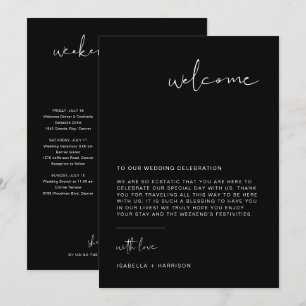 Tarjeta de tiempo JOVI Edgy Black Welcome Letter