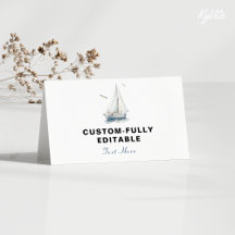 Tarjeta de Tienda de Comida Doblada Náutica Editab